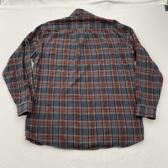 LL Bean Flannel Shirt Mens Tall XL Gray Plaid Long Sleeve Button Down Workwear - Picture 3 of 9